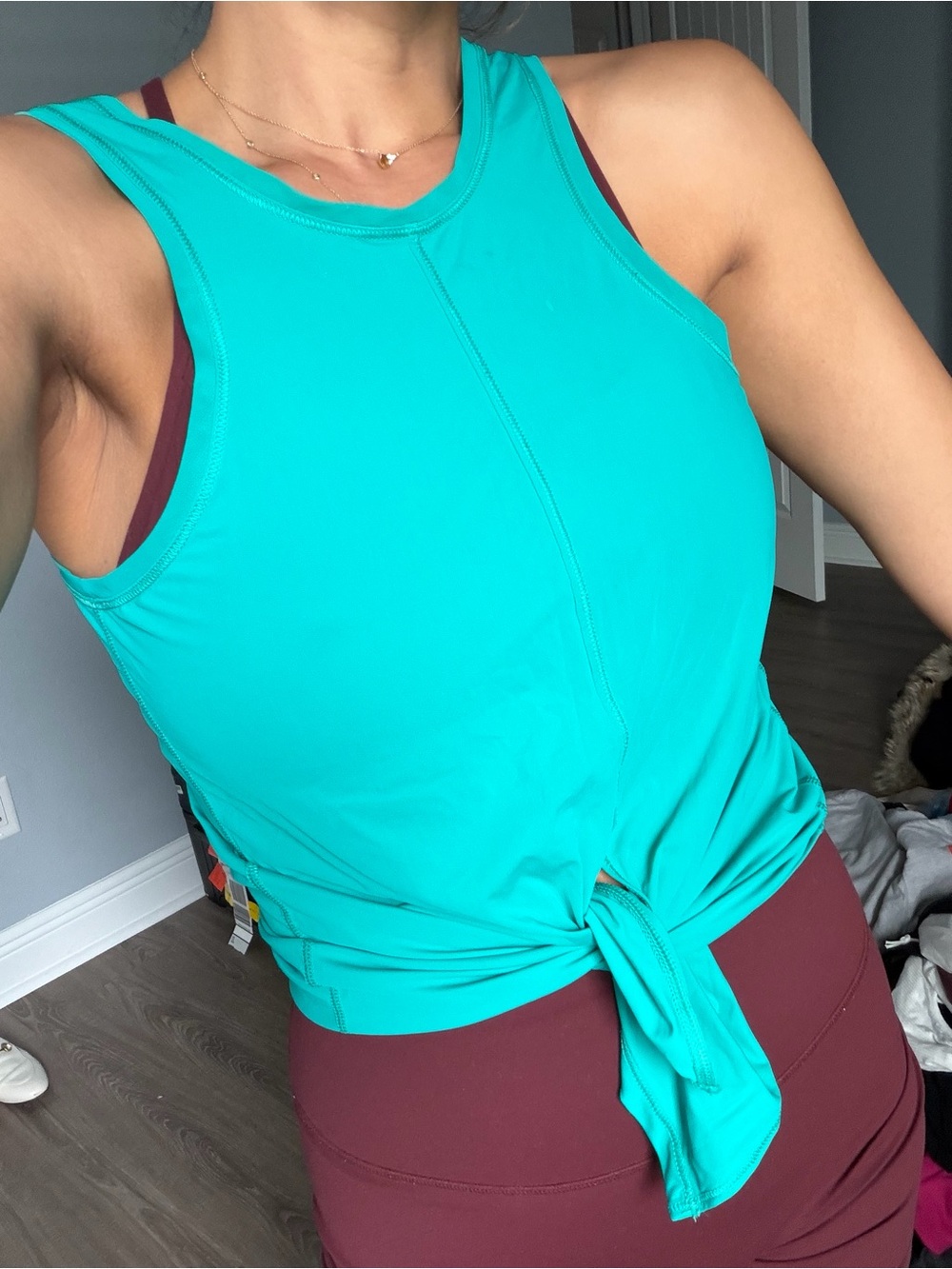 lululemon athletica Teal Tie-Front Performance Tank